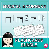 Flashcards with 4 Corners/Section - Stick Notation Bundle Reproducible PDF